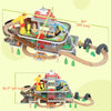 Qaba 79Pcs Wooden Train Set Mine Themed with Crane, Helicopter, Track & Accessories, for Boys & Girls 3+ Years Old
