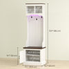 3-in-1 Hall Tree with LED Lights and Bench, Coat Rack with Shoe Storage, White Wood Grain with Light