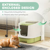 Enclosed Cat Litter Box with Lid, Scoop, Top Entry, Deodorization Bags, Drawer Type Cat Litter Tray, Easy to Clean, Green