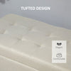 Rectangular Entry Bench, Tufted Upholstered Linen Fabric Wood Feet Storage Ottoman Bench
