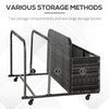 Rolling Pool Storage Rattan Patio Furniture Outdoor Storage Wicker Organizer for Floats, Paddles, Balls, Towels, Grey
