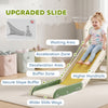 Qaba Foldable 4 in 1 Toddler Slide with Climber, Basketball Hoop, Storage Space and Basketball for Ages 1-3 Years, Cream