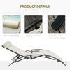 Patio Lounge Chair, Aluminum Reclining Outdoor Tanning Chair with 5-Level Adjustable Backrest, Head Pillow and Breathable Mesh Fabric, for Pool, Deck, Garden, Beige