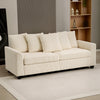 Corduroy Couch, 3 Seater Sofa, Modern Upholstered Couch with Curved Armrests and 8 Removable Pillows