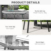 Rattan Side Table, Round Outdoor Table, with Round PE Rattan and Tempered Glass Table Top for Patio, Garden, Grey