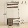 6-In-1 Hall Tree with Shoe Storage, Coat Rack Shoe Storage with 10 Hooks, 2 Fabric Drawers, Rustic Brown