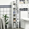 Freestanding Tall Bathroom Cabinet, Narrow Bathroom Storage Cabinet with Shelves and Cupboards, Grey and White