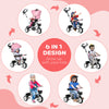 Qaba 6 in 1 Toddler Tricycle with Parent Push Handle, Canopy, Storage Baskets, Cupholder, Pink