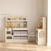Wooden Play Kitchen Set for Kids with Real Lights & Sounds, 12PCs Accessories, Gift for Boys & Girls, Ages 3-6, Cream