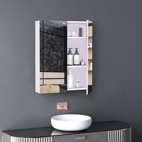 Wall Mount Medicine Cabinet with Mirror, Bathroom Medicine Cabinet Storage Organizer with Adjustable Shelf, Double Door Cupboard, Soft Closing, 23.5