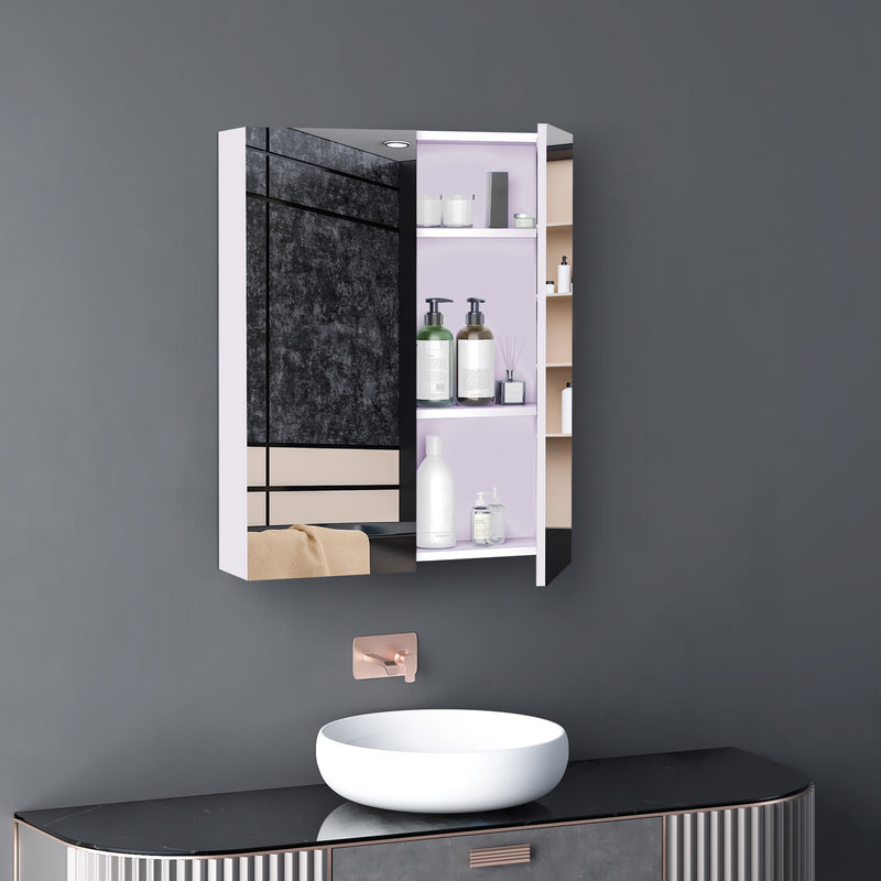 Wall Mount Medicine Cabinet with Mirror, Bathroom Mirror Cabinet Storage Organizer with Adjustable Shelf, Double Door Cupboard, Soft Closing, 23.5
