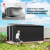 11' x 9' Steel Garden Storage Shed, Outdoor Metal Tool House with Double Sliding Doors & 2 Air Vents, Dark Grey