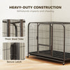 48 Inch Heavy Duty Dog Crate, Large Metal Dog Cage with Lockable Wheels and Removable Tray
