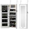LED Lighted Jewelry Armoire with Mirror Jewelry Cabinet with Storage Lockable Door/Wall Mounted Jewelry Organizer, White