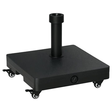 HDPE Square Parasol Base, Portable Umbrella Stand Weights for Cantilever Banana Parasol with Wheels, 35lbs with Water or 40lbs with Sand, for Φ0.75