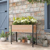 Wooden Elevated Planter Box, Raised Garden Bed with Wheels, Metal Legs, Drainage Holes and Bed Liner