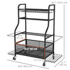 Soozier Garage Sports Equipment Organizer, Rolling Home Gym Storage Rack with Wheels, Dumbbell Rack and Ball Storage Holder
