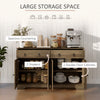 Kitchen Sideboard Cabinet with 2 Drawers, 4 Barn Doors and 2 Adjustable Shelves, Buffet Table for Living Room, Tan