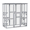 Large Outdoor Catio Enclosure, Weatherproof Cat House with Asphalt Roof,  Wooden Cat Patio Cage with 6 Balanced Platforms, 71