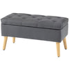 Storage Ottoman with Lid, Velvet Upholstered Storage Bench with Wood Legs for Living Room, Charcoal Grey
