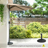 9.8ft Half Umbrella Semi Round Patio Parasol with Crank Handle, Top Vent for Garden, Balcony- NO BASE INCLUDED, Coffee