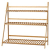 3-Tier Plant Stand, Plant Shelf Rack, Folding Bamboo Display Stand, 98x37x96.5cm, Natural