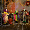 Life Size Stackable Halloween Animated Clown with Red Light Up Eyes, Sound Activated Scary Clown Halloween Decorations