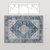 5x7 Area Rug, Vintage Machine Washable Rug, Non-Slip Floor Carpet for Living Room, Bedroom, Dining Room, Blue