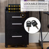 3 Drawer File Cabinet with Lock and Edged Top, Lockable Filing Cabinet on Wheels for Letter and A4 Size, Black