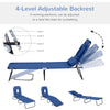 Adjustable Outdoor Lounge Chair, Garden Folding Chaise Lounge with Face Hole Reclining Tanning Chair Seat, Folding Camping Beach Lounging Bed w/ Support Pillow, Blue
