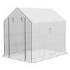 Walk-in Greenhouse with 3 Tier, Garden Plant Growhouse with Roll-up Door and Mesh Windows, 140 x 213 x 190 cm, White
