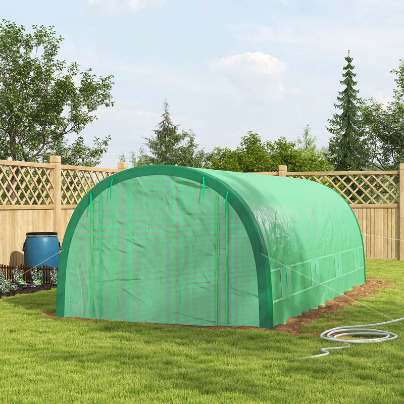 10'x6.6'x6.6' Upgraded Tunnel Greenhouse Green House with Mesh Door and Windows, 6 Plant Labels and Gloves, White