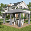 13'x 10' Soft-top Steel Patio Gazebo Canopy Party Tent with 6 Removable Curtains and Drainage Holes