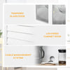 Coastal Style Kitchen Buffet and Hutch Wooden Storage Cupboard with Framed Glass Door LouveredCabinet Drawers Microwave Space for Dining Room Living Room White