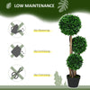 3ft Artificial Tree, Triple Ball Boxwood Topiary with Pot and Sandalwood Leaves, for Indoor Outdoor Home