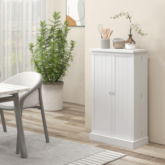 Freestanding Kitchen Pantry Storage Cabinet Kitchen Cabinet with 5-Tier Shelf 12 Spice Racks Adjustable Shelves White