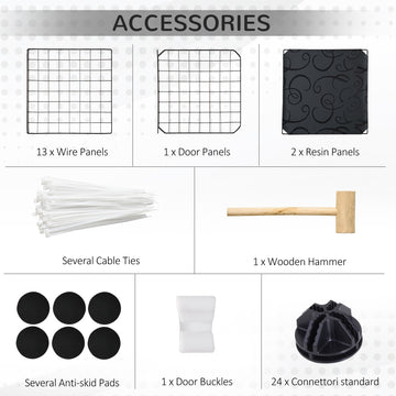 Small Animal Cage with 16 Panels, Portable Metal Wire Pet Fence with Door, Non-slip Feet for Bunny Guinea Pig