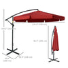 11FT Cantilever Patio Umbrella with Offset Hanging, Easy Tilt Adjustment & Cross Base for Backyard, Poolside, Red