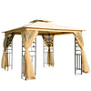 10'x10' Soft-top Steel Patio Gazebo Outdoor Sun Shelter with 2-Tier Polyester Roof, Curtain Sidewalls