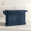 Stainless Steel Kitchen Island with Storage and Stainless Steel Top, Kitchen Trolley with Drawers, Cabinets, Towel Rack, Blue