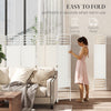 8 Panel Folding Room Divider, Portable Privacy Screen, Wave Fiber Room Partition for Home Office, White