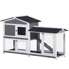 2-tier Wood Rabbit Hutch Backyard Bunny Cage Small Animal House w/ Ramp and Outdoor Run