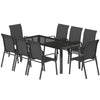 Outdoor Dining Sets for 8 with Stackable Chairs, Patio Dining Set with Glass Top Table for Garden, Patio, Backyard