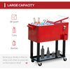 80 Quart Rolling Cooler Cart Portable Patio Ice Beer Beverage Cooling Bin w/ Bottle Opener & Storage Shelf
