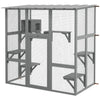 Outdoor Cat Enclosure Window Box with Weatherproof Roof, Bridge, Resting Box, Platforms, for 2 Kittens, Grey