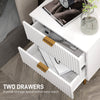 Bedside Table, Modern Nightstand with 2 Drawers, Side End Table with Metal Legs for Living Room, Bedroom