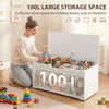 31.5 Inches Storage Chest, Storage Trunk with Safety Hinge for Living Room, White Wood Grain