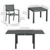 Patio Dining Set for 6, Aluminum Expandable Outdoor Table and 6 Stackable Chairs with Padded Back, Mesh Seat, Dark Grey