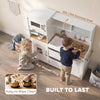 Qaba Play Kitchen, Kids Kitchen Playset with Coffee Machine, Ice Maker, Microwave, Oven, Storage, Gift for Toddlers 3+, White