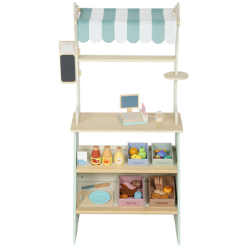 Qaba Wooden Dishwasher Playset, Play Sink Toys with Faucet, Turning Knobs and Accessories, Gift for Boys Girls Toddlers